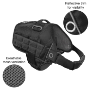 Kurgo Dog RSG Townie Harness MOLLE-Compatible Black X-Large