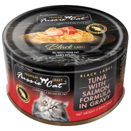 Fussie Cat Black Label Tuna w/Salmon in Gravy 24/2.82oz