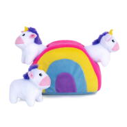 ZippyPaws Burrow Squeaker Toy Unicorns in Rainbow