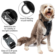 Kurgo Dog Tru-Fit Smart Walking Harness Black Large