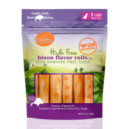 Canine Naturals Hide-Free Bison Rolls Small 2.5" 6 Pk