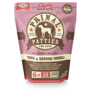 Primal Dog Raw Turkey Sardine Patties 6 lb