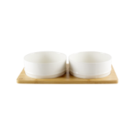 BeOneBreed Bamboo Diner w/ Ceramic Bowls Medium 28 oz White