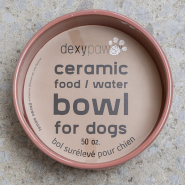 Dexypaws Dog Ceramic Bowl Blush Pink 8" 50oz