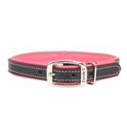 Circle T Double-Ply Leather Collar 3/4"x14" Black & Rose