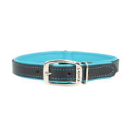 Circle T Double-Ply Leather Collar 3/4"x14" Black & Teal