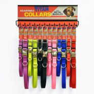 Titan Buckle Adj Nyl Collar Display 6 colors