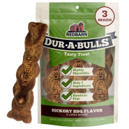 Redbarn Dog Dur-A-Bulls Braid Hickory BBQ Large 3pk
