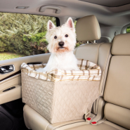 Happy Ride Quilted Dog Safety Seat up to 30 lb Tan